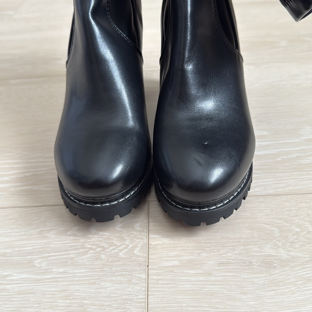 3/$10 Sleek Black Faux High Heel Boots for Women - Picture 5 of 11